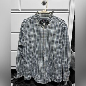Vineyard Vines Navy and Cream Plaid Shirt